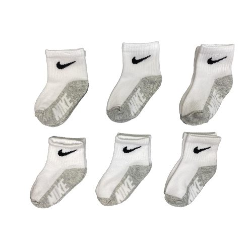 Nike Baby Lightweight Ankle Socks 6 Pack (White(MN0659-001)/Grey, 12-24 Months)