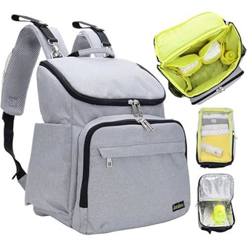 Diaper Backpack for Mom and Dad - Stylish Designer Diaper Bag for Women and Men, Boys and Girls - Baby Bookbag Includes Changing Pad, Large Roomy Pockets, Insulated Pouch - Great For Travel