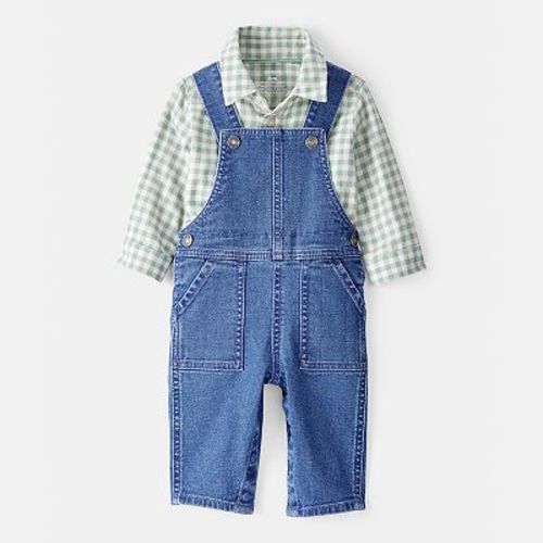 Baby Boy Carter's Checkered Print Bodysuit Overall Set