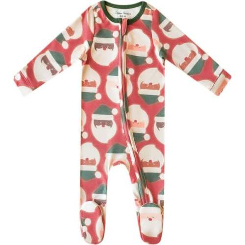 Ultra Soft Long Sleeve Zip-Up Footie Pajama, Claus - Copper Pearl | Maisonette