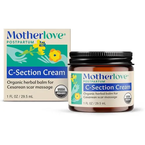 Motherlove C-Section Cream (1oz) Organic Herbal Nourishing Scar Cream—Soothes Discomfort While Minimizing Appearance & Reducing Scar Tissue Build-up—Non-GMO, Cruelty-Free