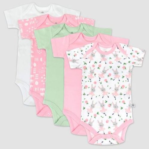 Honest Baby 5pk Tu-tu Cute Short Sleeve Bodysuit - Pink