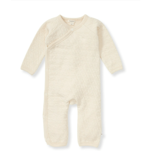 Organic Cotton Quilted Bee Wrap Front Baby Jumpsuit Oat