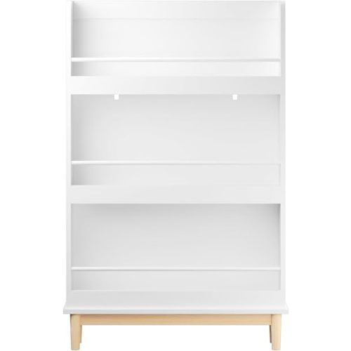 Kids Bookshelf with 3 Front-Facing Shelves, Wall-Mounted White Bookcase for Nursery, Toddler Bedroom & Playroom, Modern Wood Book Rack