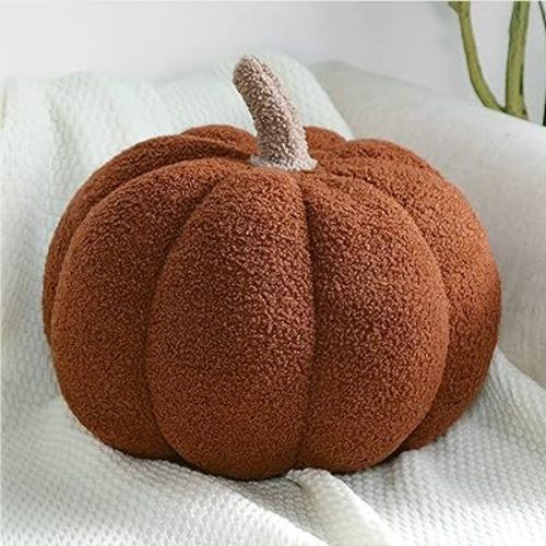 Halloween Pumpkin Pillow Stuffed Pumpkin Fluffy Plush Pumpkin Throw Pillow, Fall Decorative Pumpkin Shaped Pillow 3D Simulated Pumpkin Pillows for Party Home Decor