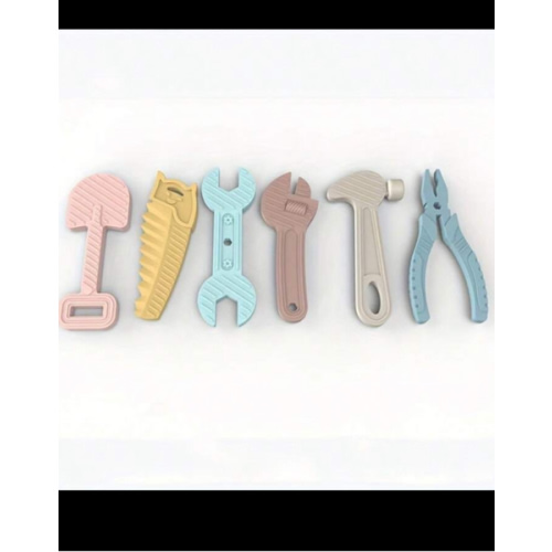6 Pcs Baby Teething Toys For Babies 0-6 Months 6-12 Months, Silicone Baby Molar Teether Chew Toys, Hammer Wrench Spanner Pliers For Boys Girls, Soft-Textured, Easy To Hold & Clean, 6 Packs