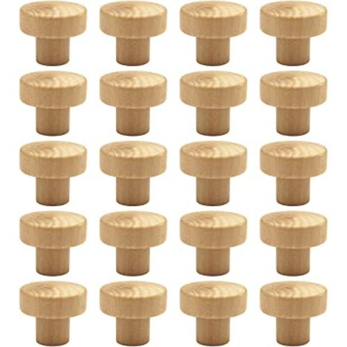 WEICHUAN 20PCS Round Unfinished Wood Cabinet Furniture Drawer Knobs Pulls Handles (Diameter: 3.6cm Height: 3cm)