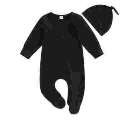 MHZLDYZ White Baby Onesies Newborn Infant Baby Boys Girls Footie Romper Solid Zipper Jumpsuit Baby Home Wear Outfit With Hat 12 Month Boy Clothes Onesies 0-3 Months Girl (Black,60)