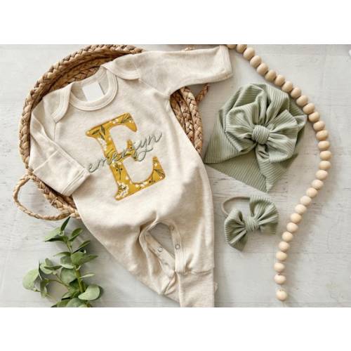 Personalized Baby Girl Romper and Hat Set Vintage Floral - Etsy