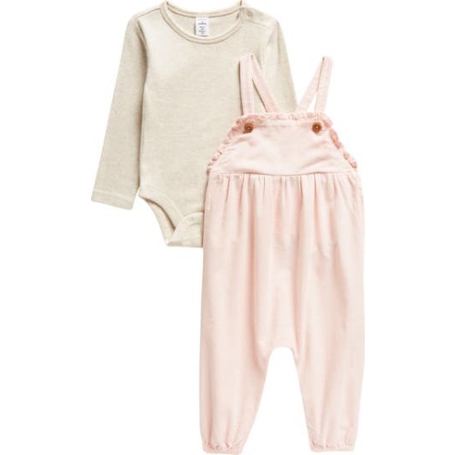 Long Sleeve Cotton Bodysuit & Corduroy Overalls Set, 6M