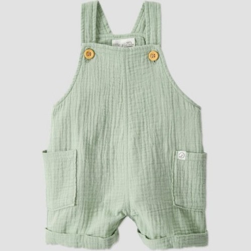 Little Planet by Carter's Organic Baby Gauze Shortalls - Newborn: Sleeveless Romper with Front Pocket, Square Neckline
