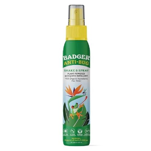Badger Bug Spray, Family Friendly All Natural Mosquito Repellent w/Organic Essential Oils, Great Smelling Citronella Spray, Effective for 3 Hours, Deet-Free Vegan Plant Based Insect Repellent 4 fl oz