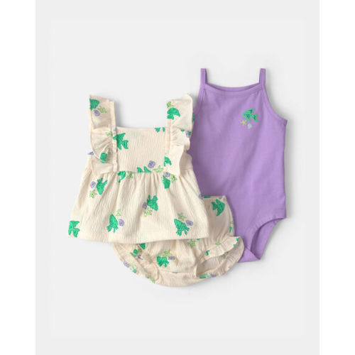Baby Girl 3-Piece Fish Top & Short Set - Purple/Ivory | Carter's
