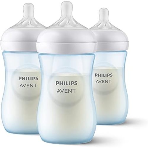 Philips AVENT Natural Baby Bottle with Natural Response Nipple, Blue, 9oz, 3pk, SCY903/23