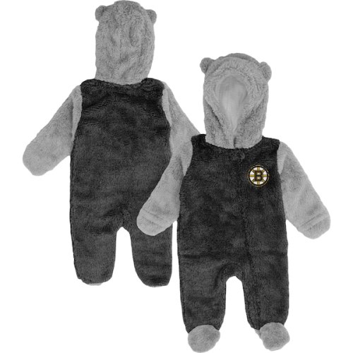 Newborn & Infant Boston Bruins Black Game Nap Teddy Fleece Bunting Full-Zip Sleeper
