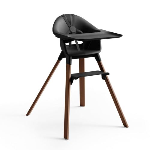 Stokke Clikk High Chair, Black/Warm Brown - All-in-One High Chair with Tray + Harness - Light, Durable & Travel Friendly - Ergonomic with Adjustable Features - Best for 6-36 Months or Up to 33 lbs