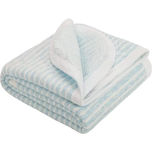 NTBAY Jersey Cotton Quilted Toddler Blanket, Breathable and Warm for Boys and Girls Baby Blanket, 30x40 Inches, Blue
