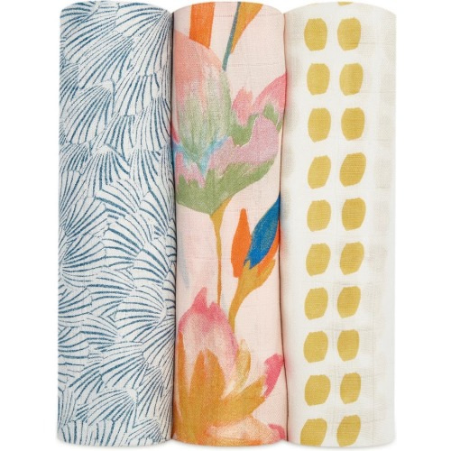 aden + anais 3-Pack Silky Soft Swaddling Cloths, Marine Gardens