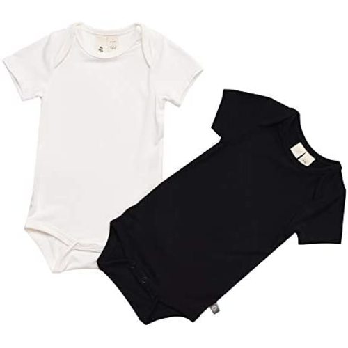 KYTE BABY Unisex Bodysuits, 2-Pack Short Sleeve Baby Bodysuits, 97% Rayon made from Bamboo, 3% Spandex