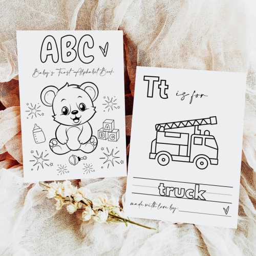 ABC Book Baby Shower Games, Baby First ABC Book, Baby Shower Guestbook, Baby Shower Alphabet Game, ABC Alphabet Baby Shower Coloring Book