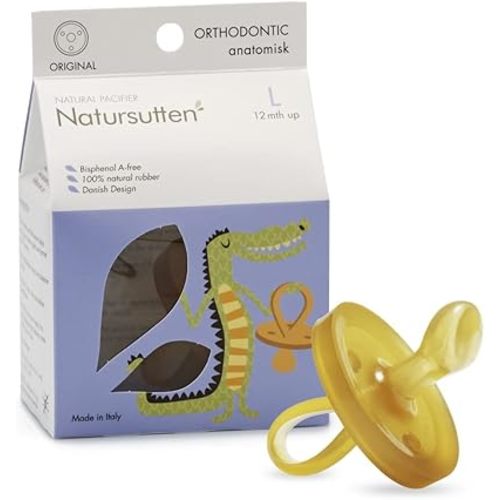 Natursutten Pacifiers 12-18 Months - 1-Pack Original Shield Orthodontic Nipple Natural Rubber Safe & Soft BPA-Free Pacifiers for Breastfeeding Babies - Newborn Pacifiers Made in Italy