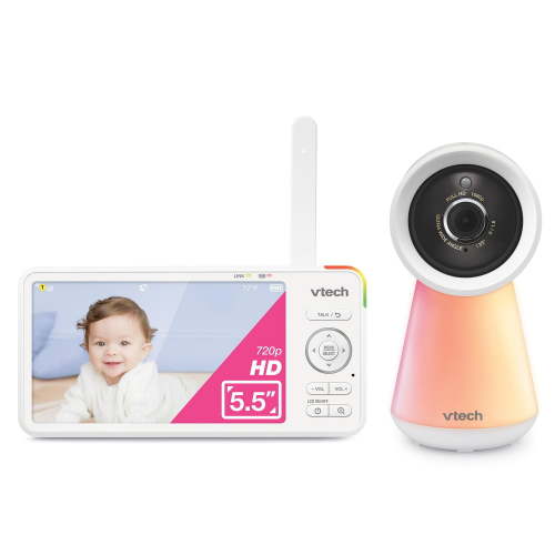 VTech RM6756HD WiFi Smart Nursery Remote Video Baby Monitor with 5.5” High Definition 720p Display, Color Night Vision and Touch Night Light, works with iOS, Android, White, RM6756HD