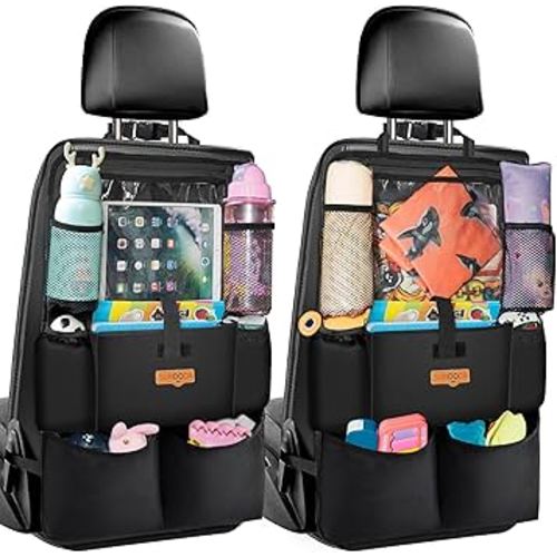 SURDOCA Car Organizers and Storage, Upgraded Car Seat Organizer with 11-inch Touch Screen Tablet Holder, Backseat Car Organizer with 8 Pockets, Car Seat Protector Road Trip Essentials for Kids