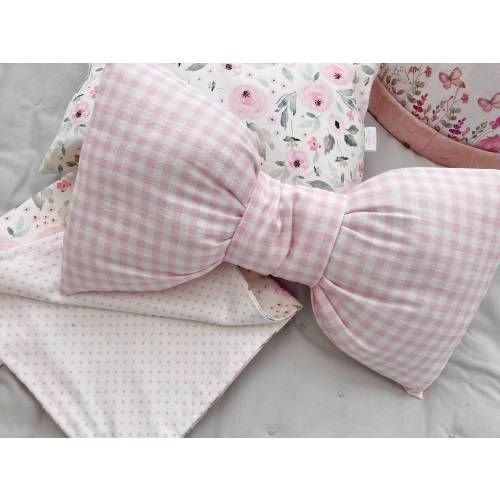 Personalized Bow Pillow for Girls Room, Pink Gingham, Red Velvet, Embroidered Name, Kids, home decor, cushion, bedding, nursery, holiday