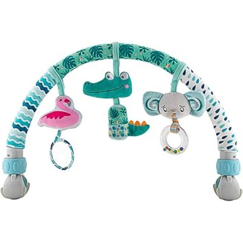 Caterbee Baby Bouncer Toy bar, Clip on Crib & Pram Activity Bar Toy Travel Arch Bassinet Toys for Toddlers (Animal)
