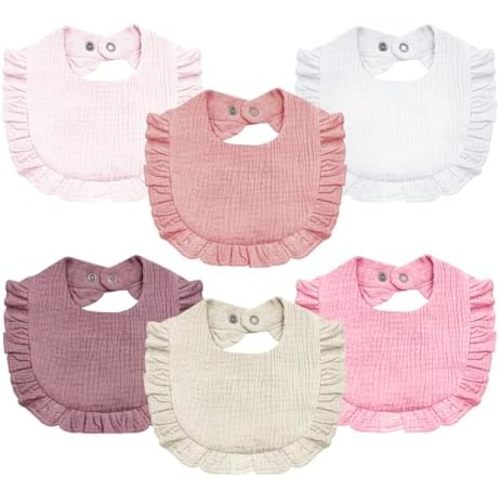Baby Muslin Bibs,6 Pcs Drool Bandana Bibs for Baby Girl Drooling and Teething,Soft and Absorbent Cotton for Newborn