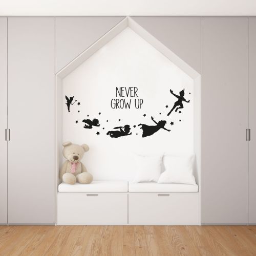 Never Grow Up Peter Pan Disney Movie Quote Vinyl Wall Art Wall Decal Wall Sticker - Size (35x40 inch)