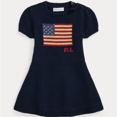 Flag-Intarsia Cotton Sweater Dress