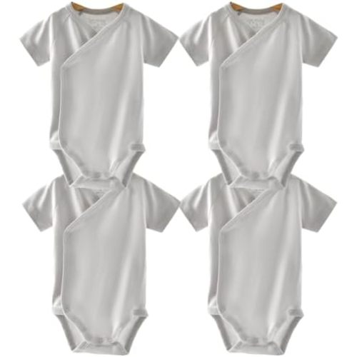 Baby Boys Girls Short Sleeves Kimono Clothes Cotton Baby Side-Snap Bodysuit Pack of Baby Layette Set