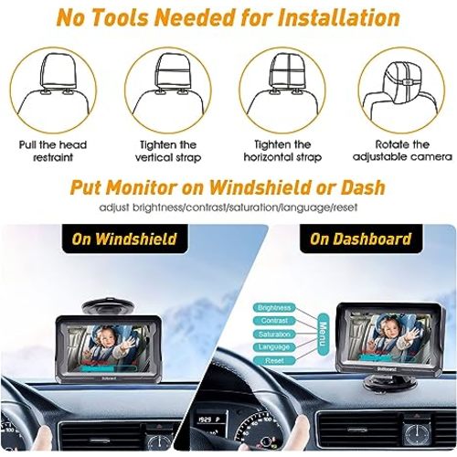 DoHonest Baby Car Camera 1080P HD: Rearview Baby Car Monitor with Night Vision, 150° Wide Angle, 360° Adjustable, Easy USB Plug-and-Play Installation - Infant Car Seat Safety Camera