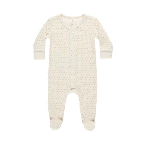 QUINCY MAE VELOUR HIDDEN SNAP FOOTIE || POLKA DOT