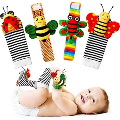 Baby Toys 0-6 Months: Baby Rattles 0-6 Months Baby Essentials for Boys Girl Infant Toys Wrist Rattles Socks Hand & Feet Newborn Essentials Must Haves Registry Search Shower Gifts for 0-3 0-12 Months