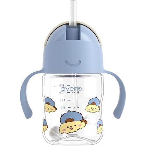Evorie Tritan Weighted Straw Cup Baby Training Cup, Spill Proof, 7 Oz, 6M+