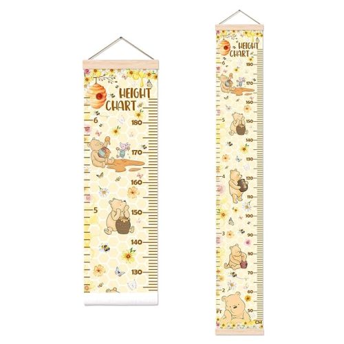 Winnie Height Chart for Wall Decor, the Pooh Decor Height Chart for Boys or Girls, Honey Themed Height Measurement for Toddler Wall Hanging, Perfect for Bedroom Nursery Decor Height Wall Chart