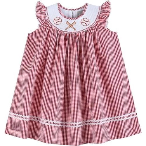Baby and Girls Baseball Smocked Bishop Dress