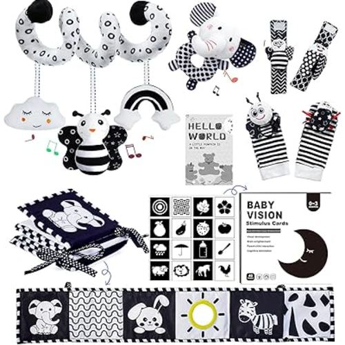 Black and White Sensory Toys for Babies,Montessori Toys for Babies,High Contrast Baby Toys for Toddlers Kids Early Learning Newborn Brain Development Toys Baby Gifts