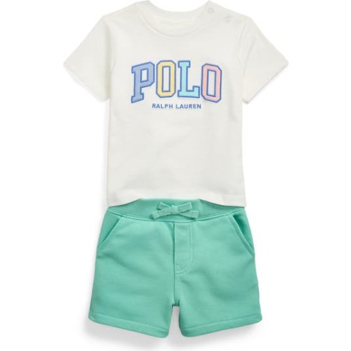 Logo Embroidered Cotton Graphic T-Shirt & Shorts Set, 3M