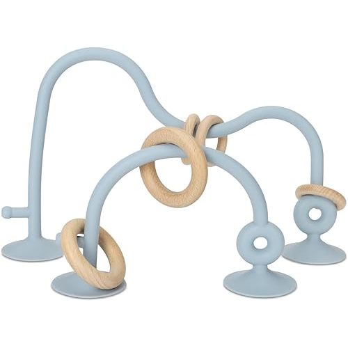 Socub Silicone Baby Sensory Toys, Montessori Educational Toys for Baby 6 12 18 Months, Parent-Child Toys with Suction Cup, 2 Pack(Dusty Blue)