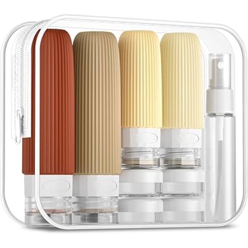 16 Pack Travel Bottles Set, TSA Approved Leak Proof Silicone Squeezable Containers for Toiletries, Refillable Travel Accessories for Conditioner, Shampoo, Lotion & Body Wash Accessories
