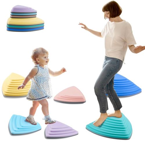 POSKAD Durable Non-Slip Stepping Stones for Kids - Toddler Stepping Stones to Encourage Balance & Gross Motor Skills, Indoor & Outdoor Toys, Gift for Kids, Obstacle Course Fun