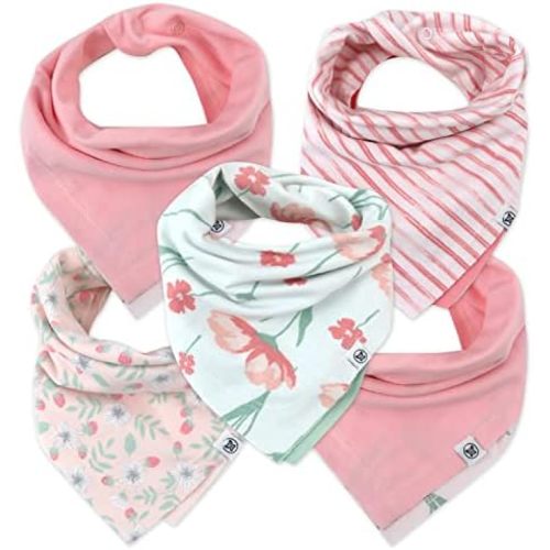HonestBaby Multipack Reversible Bandana Drool Bibs Burpcloths Adjustable Snaps for Infant Baby Boys,Girls 100% Organic Cotton