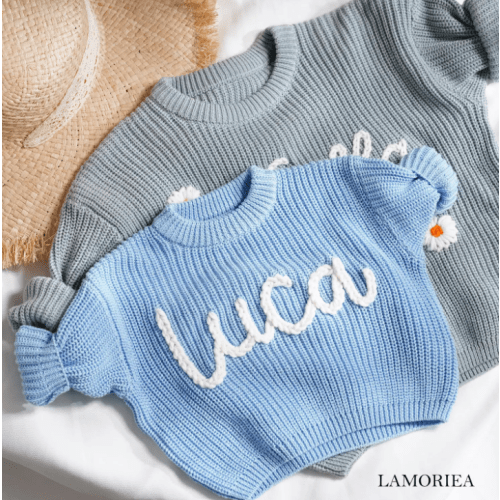 Embroidery Sweaters, Custom Toddler Sweaters, Knit Sweater, Baby Jumper, Gifts for Daughters, Nursery Gifts, Baby Boy Gift, Baby Girl