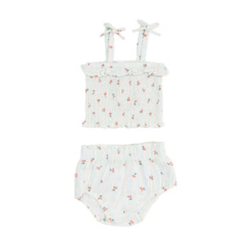 Smocked Top & Bloomer (Cherry Stripe) – Tiny Threads Children’s Boutique