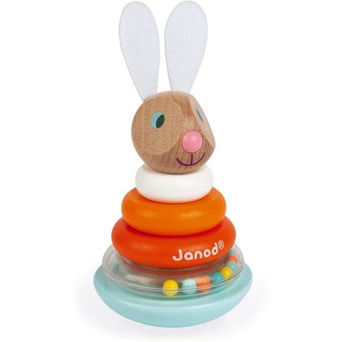 Janod Lapin Wooden Stackable Roly-Poly Rabbit - Ages 1+ - J08248