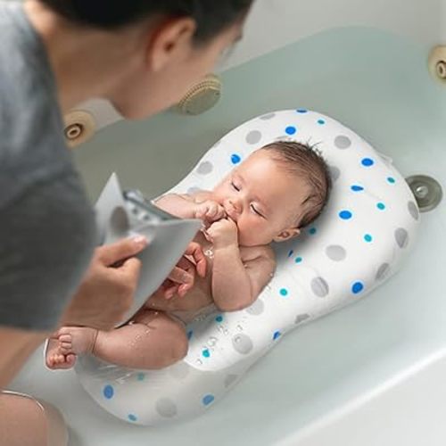 Baby Bath Mat, KAKIBLIN Bathtub Baby Bath Cushion Soft Anti-Slip Bath Pad 0-6 Month Toddler Bath Pillow (Spot)