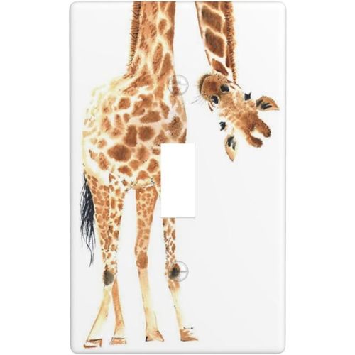 Wild Animal Watercolor Giraffe Light Switch Cover Decorative Single Toggle Plastic Wall Plate Outlet Cover for Women Girls Bedroom Kitchen Living Room Decor 4.5 * 2.76